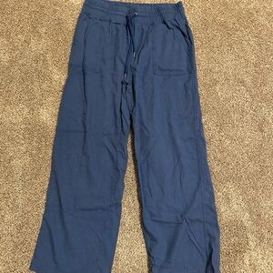 Casual Blue Drawstring Pants
